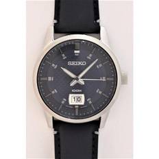 Seiko Unisex SUR287P1 (Seiko Quartz Men's BL Leather Band SS 100M D 42mm) Watch