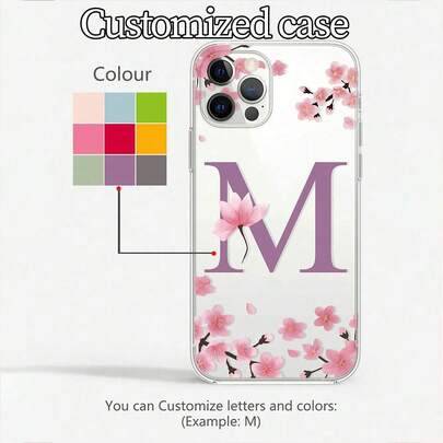 1 st. anpassningsbart text-gör-det-själv-telefonskal, transparent TPU-telefonskal, monogramblommönsterdesign, telefonskal med hög upplösning, ger stöt - Genomskinlig (Multi-size)