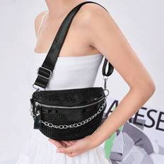 Black Fanny Pack Studded & Chain Decor For Daily MusicFest Y2KFest Back To School - Black - one-size