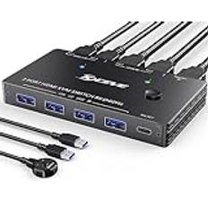 MLEEDA 8K USB 3.0 KVM-switch HDMI 8K@60Hz 4K@120Hz, HDMI 2.1 KVM-switchar för 2 datorer dela 1 bildskärm och tangentbord musskrivare, HDCP 2.3, HDR 10, med kabelfjärrkontroll och 2 USB3.0-kablar