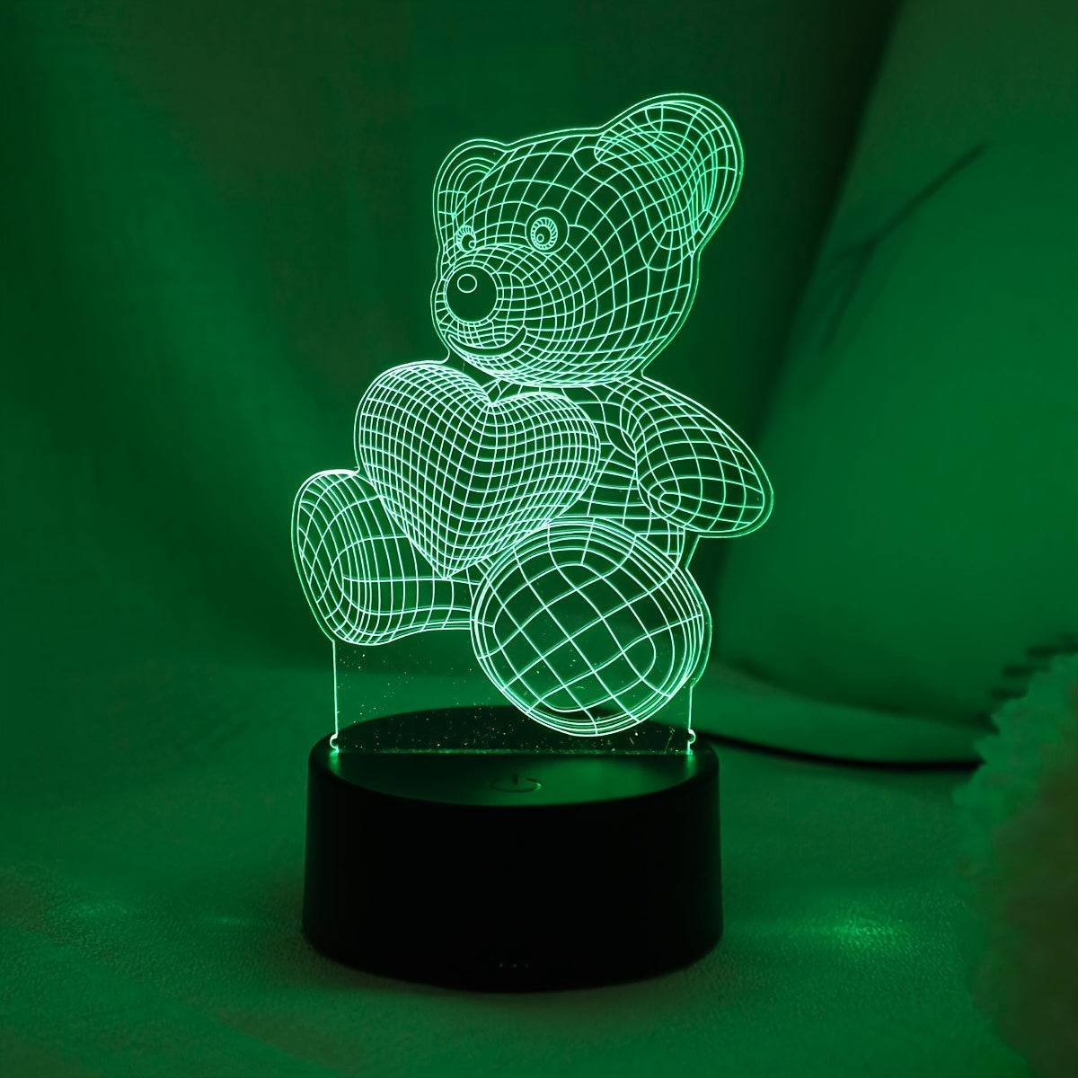 LumiBear – 3D Illusionsnattlampa Teddybjörn - RGB7 Färg