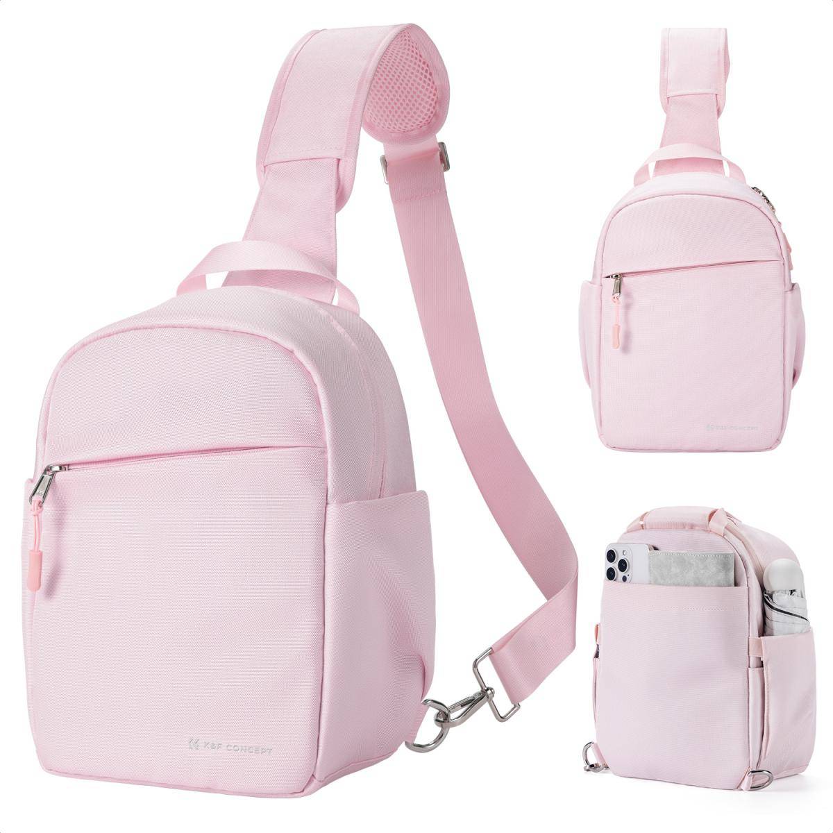 KENTFAITH K&F Concept Camera Sling Bag Small Camera Crossbody Shoulder Backpack DSLR/SLR/Mirrorless Camera Compact Case Photography Bags 5L, Urban Wander 05 Light Pink