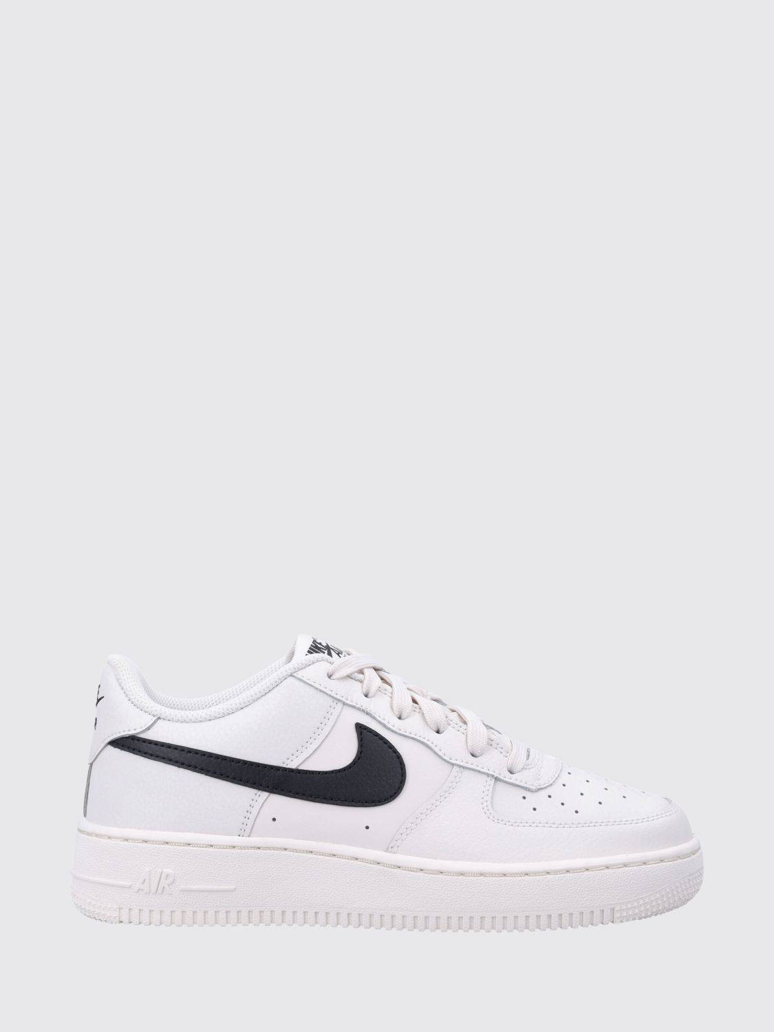 NIKE Air Force 1 Boy's Leather Sneakers with Swoosh Logo - 7