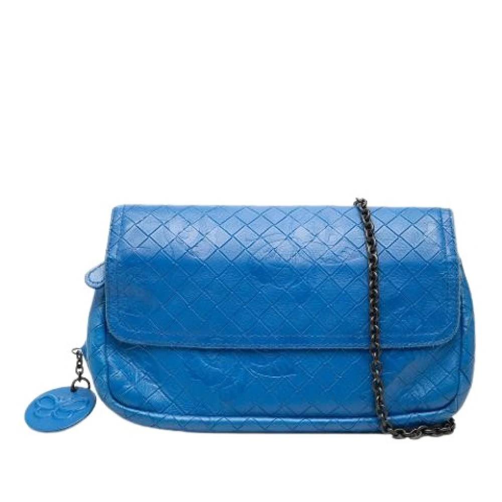 Bottega Veneta Vintage Pre-owned Præget Læder Crossbody Taske - Vintage - Dame - Blå - ONE SIZE - Læder