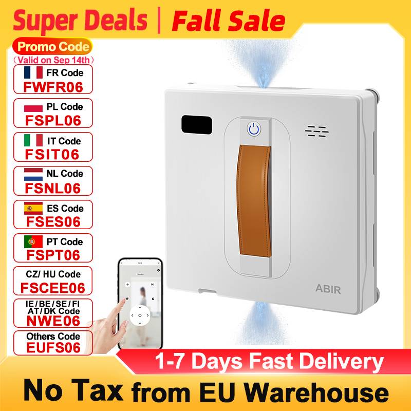 Window Cleaning Robot ABIR WD8, Dual Water Spray,Laser Sensor,High Vacuum Suction,Smart Home Glass Wall Wet Dry Cleaning Robot