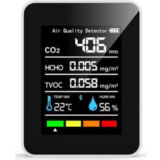 LiebeWH CO2-detektor ABS-luftkvalitetsmonitor Inomhusbatteridriven 5 i 1 Koldioxid HCHO TVOC Temp Humi Meter