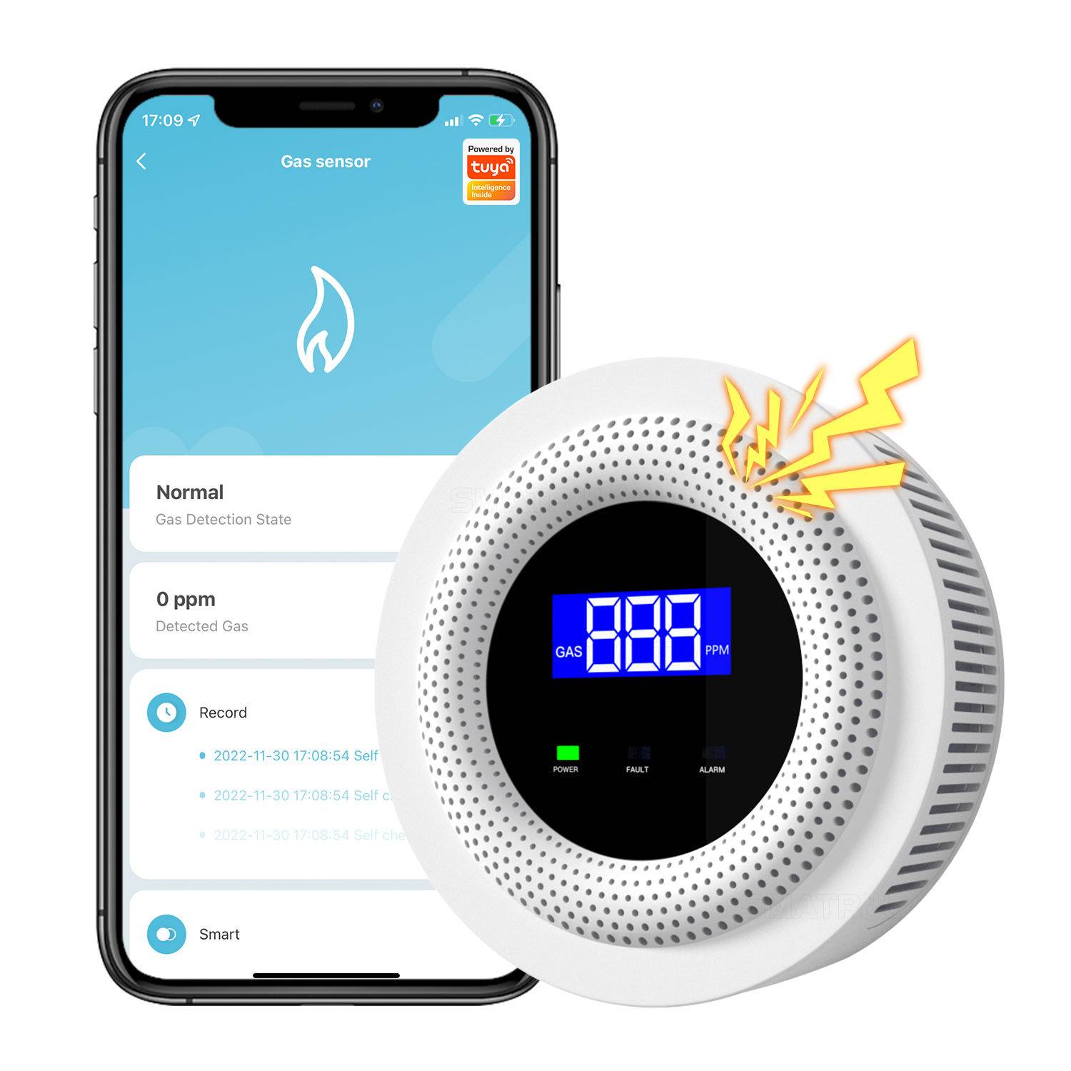 YIERYI USB Powered Safety App Detector Leakage Wifi Smart Combustible Natural Alarm Tuya Gas Sensor