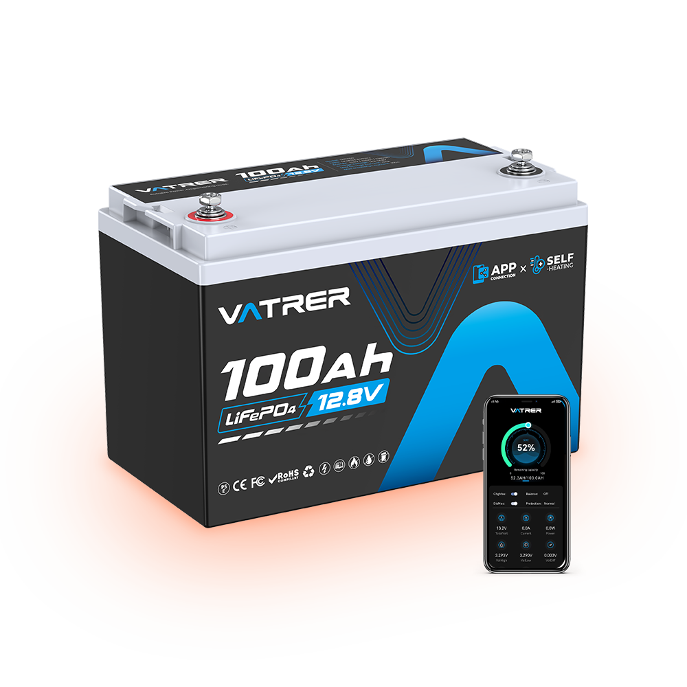 Vatrer 12V 100AH LiFePO4 自己発熱リチウムバッテリー Bluetooth搭載 JP - 10 PACK(¥34,699/個)