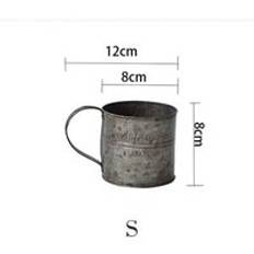 Retro drinkware vintage järn blomma hink gammalt handtag kopp mat frukt kopp hem kök mjölk kaffemugg