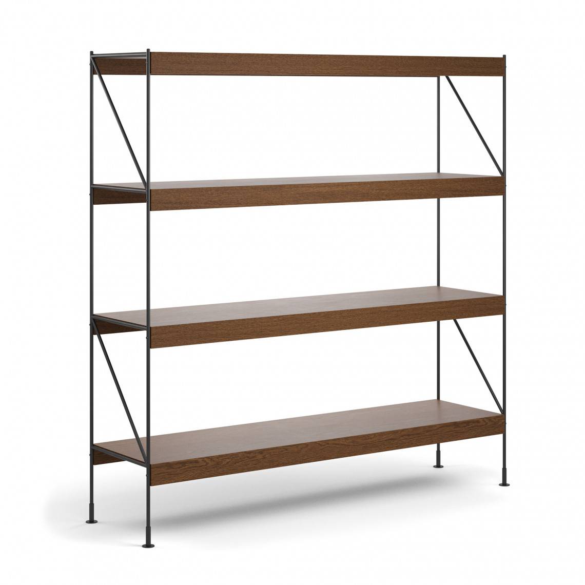 Hyldesystem Zet Storage System, Højde 158 cm, Design Black Steel / Dark Stained Oak.