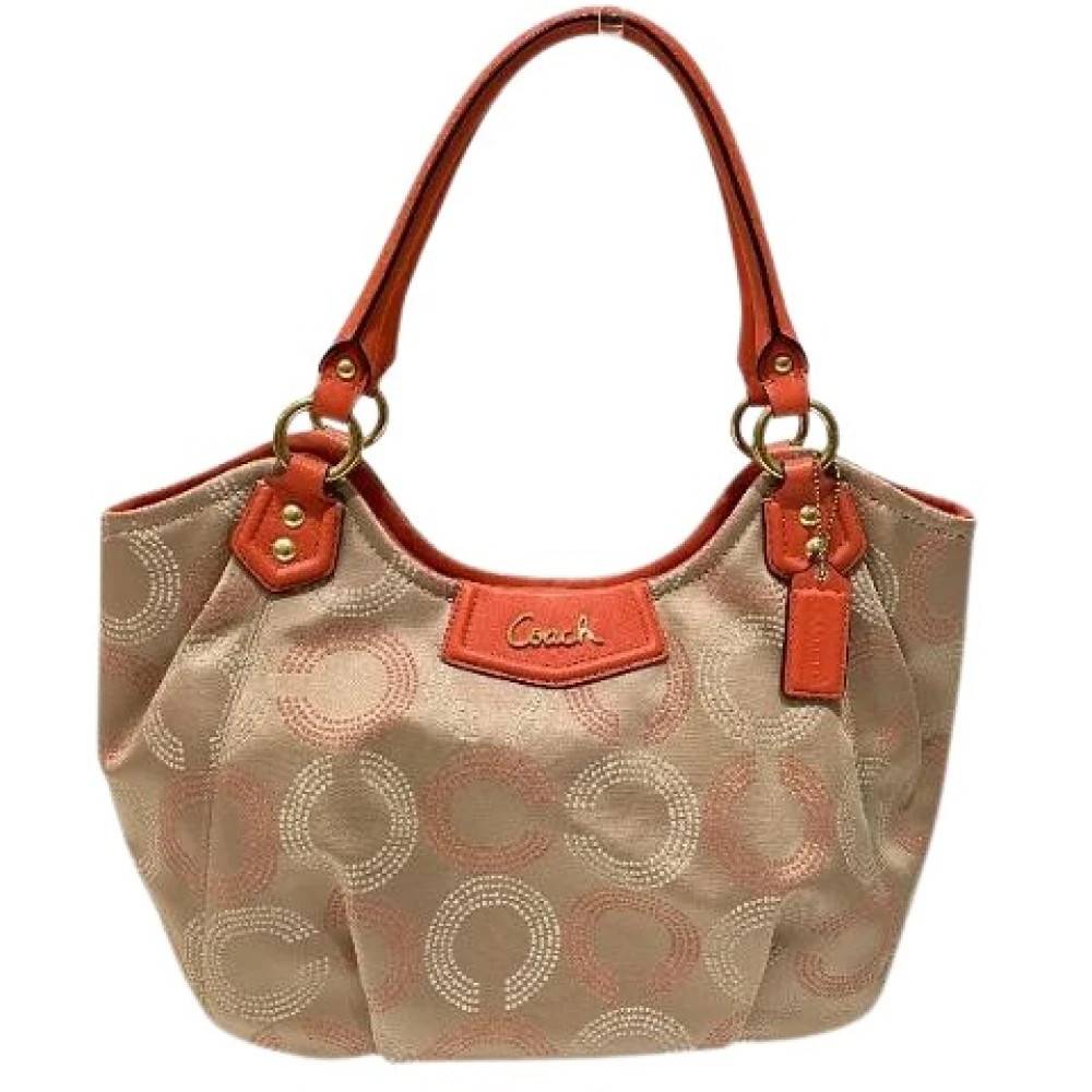 Coach Pre-owned Pre-owned Op Art Læder Nylon Tote Taske - Vintage - Dame - Beige - ONE SIZE - Læder