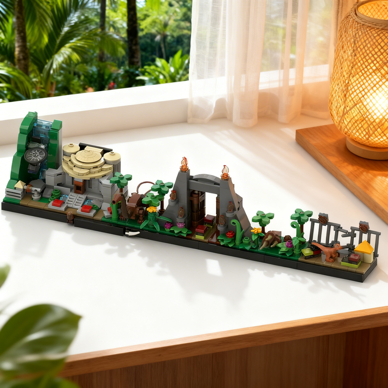 443pcs MOC Jurassic Park Skyline Architecture Model Building Blocks Creative Display Gift Collectible Decor Kids Premium Adult