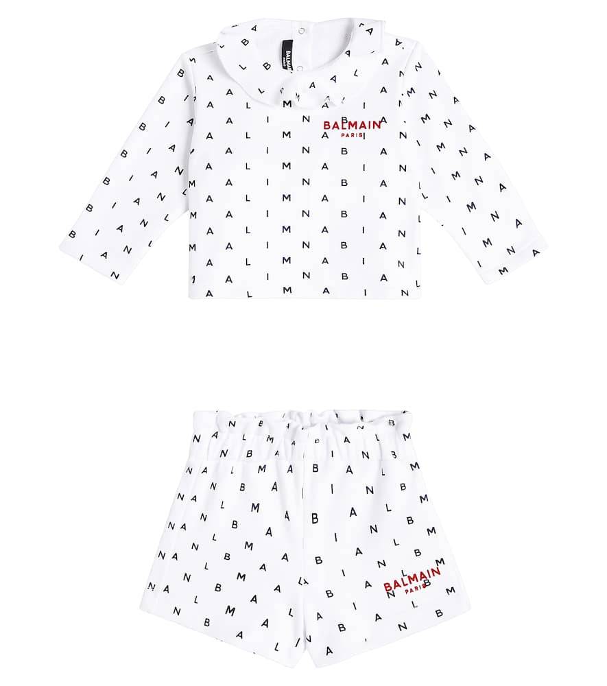 Balmain Kids Bebé - Set de sudadera y shorts de jersey de algodón - blanco - M 12