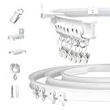 TOKPLNU Gardinskena, böjbart gardinspår för burspråk, 5 m, flexibelt tak- eller väggmonterat slitstarkt spårsystem för gardin, husbil, rumsavdelare, med beslag
