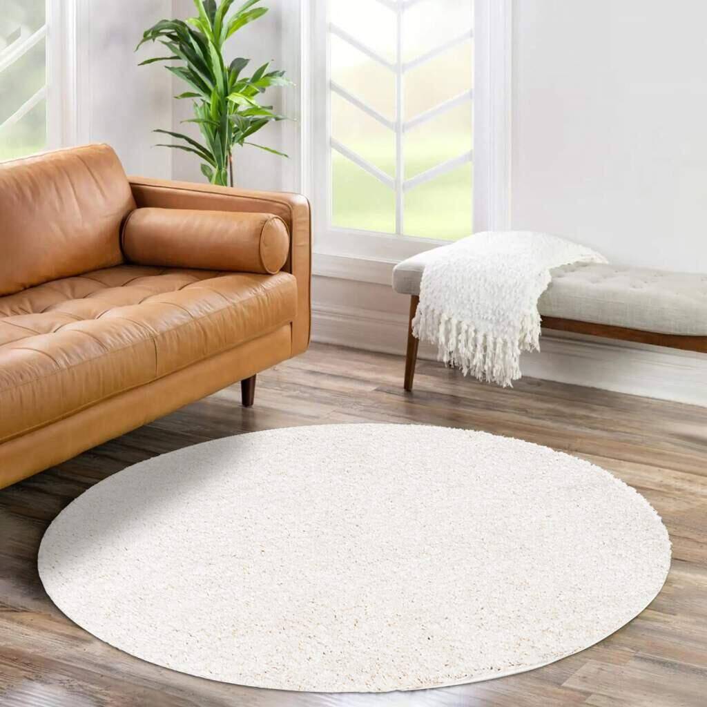 Vellosa City Shag 520 Creme Rund Tæppe Ø140 cm.