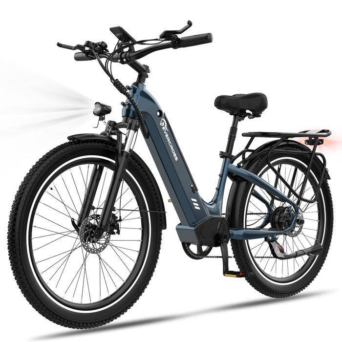 Elcykel 26  EVERCROSS EK16 Fatbike|Batteri 48V 15Ah Räckvidd 100km|Skivbromsar App LCD-skärm|Idealisk Fritidscykel Blå