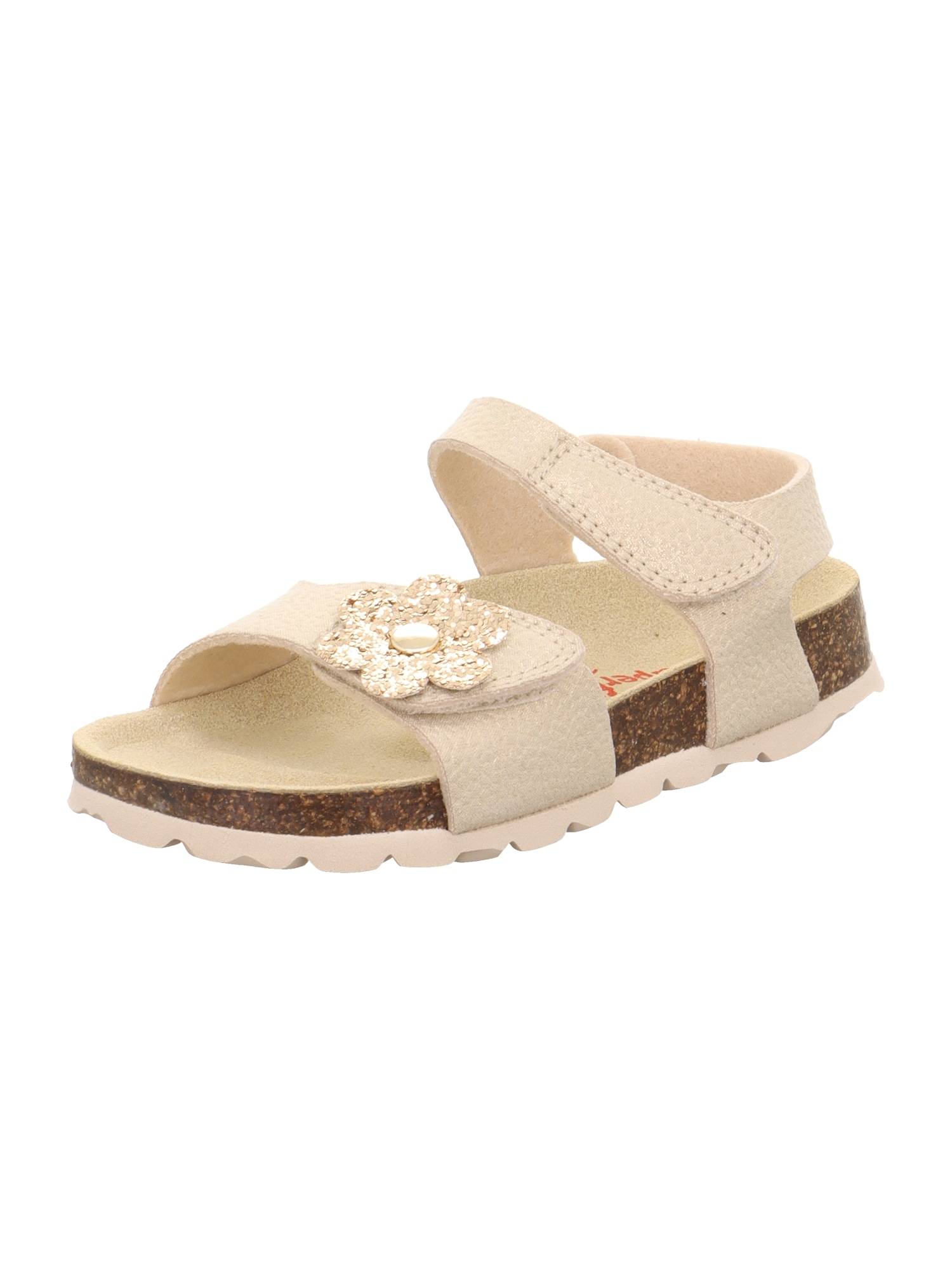 SUPERFIT Sandal 'FUSSBETTPANTOFFEL' kräm / guld / vit
