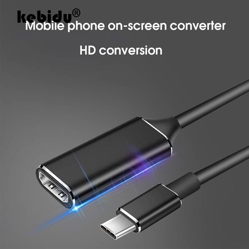 Typ c till hdmi adapter 4k*2k usb 3.1 typ c hane till hdmi hona konverter usb-c kabel för samsung s8 macbook huawei mate 10 p20 - Svart