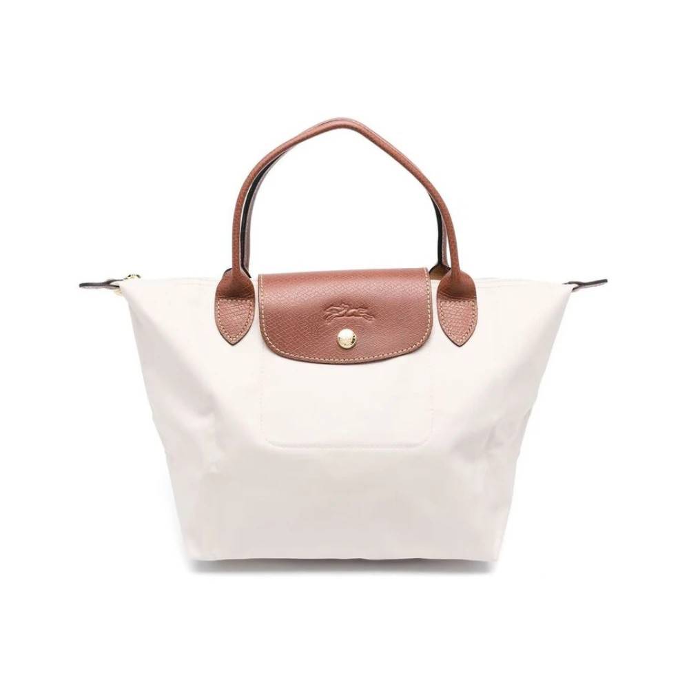 Longchamp, Tasker , Dame, Hvid, ONE SIZE, Uld, Beige/Camel Farveblok Præget Håndtaske