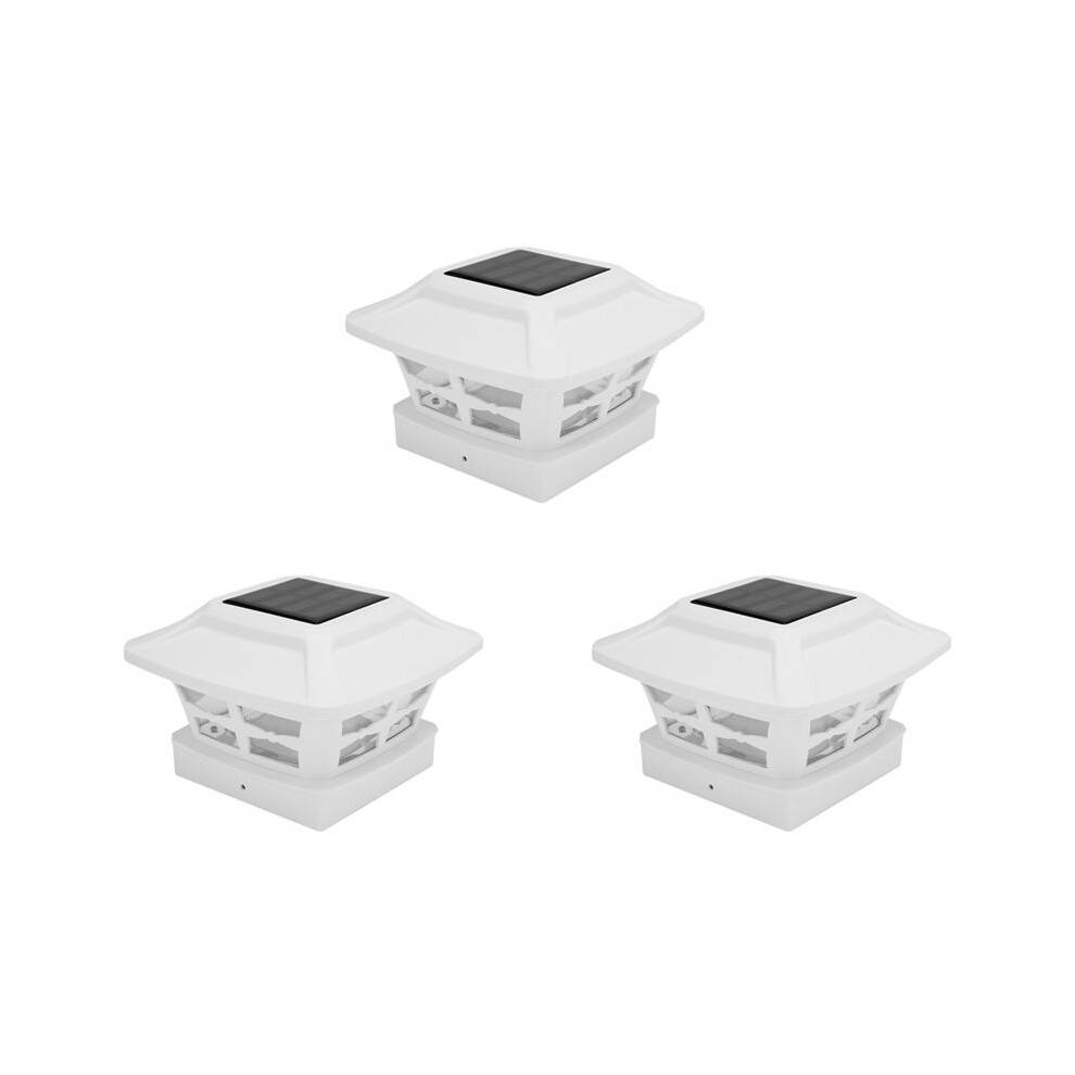 3X Solar Post Cap Lights 2 Lighting Modes LED Deck Fence Cap Lights for 4X4 Wooden Posts Garden Decoration Warm White