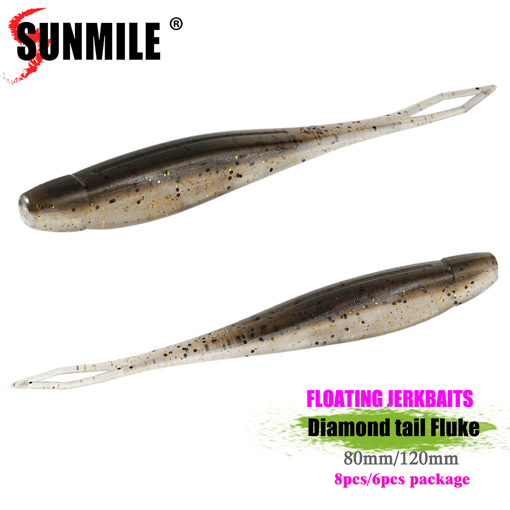 SUNMILE  Shad Soft Jerkbait 80mm120mmTPE Floating Fluke Softbait ,Soft Lure For Feshwater Or Saltwater Bass  Artificial