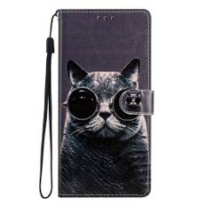Google Pixel 7 Pro Læder Mobil Cover m. Pung og Strop - Kat m. Briller