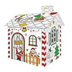 3D Christmas Cardboard Craft House Painting Kit for Adults Kids, DI-Y Arts and Crafts for Kids Ages 4-12, Miniature Christmas Houses Kit, Doll House Christmas Decor, 3D House Coloring House Decoration