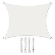 SONGMICS markis 3 x 4 m, vattentät med en vattenpelare på 665 mm, solskydd av rivtålig polyester, UV-skydd 93%, terrass, trädgård, balkong, rektangulär, 2 m rep, vit GSH34IVV1
