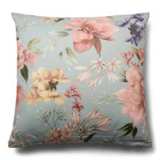 Kuddfodral 60x63 cm - 100% mjuk bomullssatin - Summer Bloom - By Night - Blå (60x63 cm)