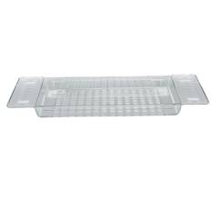 Bathtub Tray Table Extendable Draining Large Capacity Waterproof Bath Shelf for Bathroom transparent