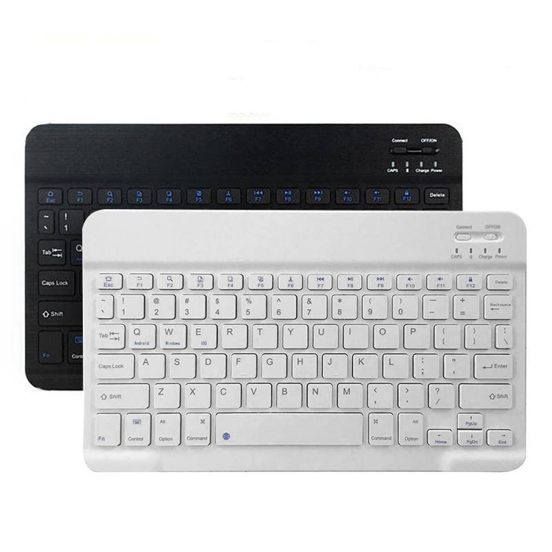 7/10- tums smalt bärbart mini trådlöst bluetooth-tangentbord för surfplatta bärbar dator ipad universellt stöd ios windows android - Vit
