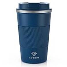 CS COSDDI resemuggar, isolerad kaffekopp med läckagesäkert lock – återanvändbara kaffekoppar resa – bilkaffekopp – rostfritt stål mugg för varmt och kallt kaffe