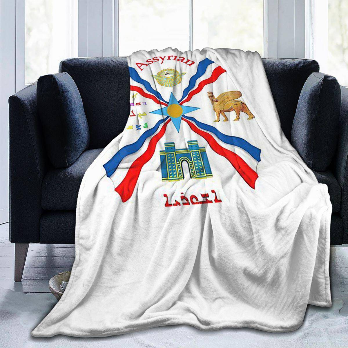 Lyxig Assyrisk Suryoyo Flagga Filt Fleece Soffa Kastfilt Lättvikt för Soffa Sängkläder Kontor Kastfiltar Sängöverkast Täcke