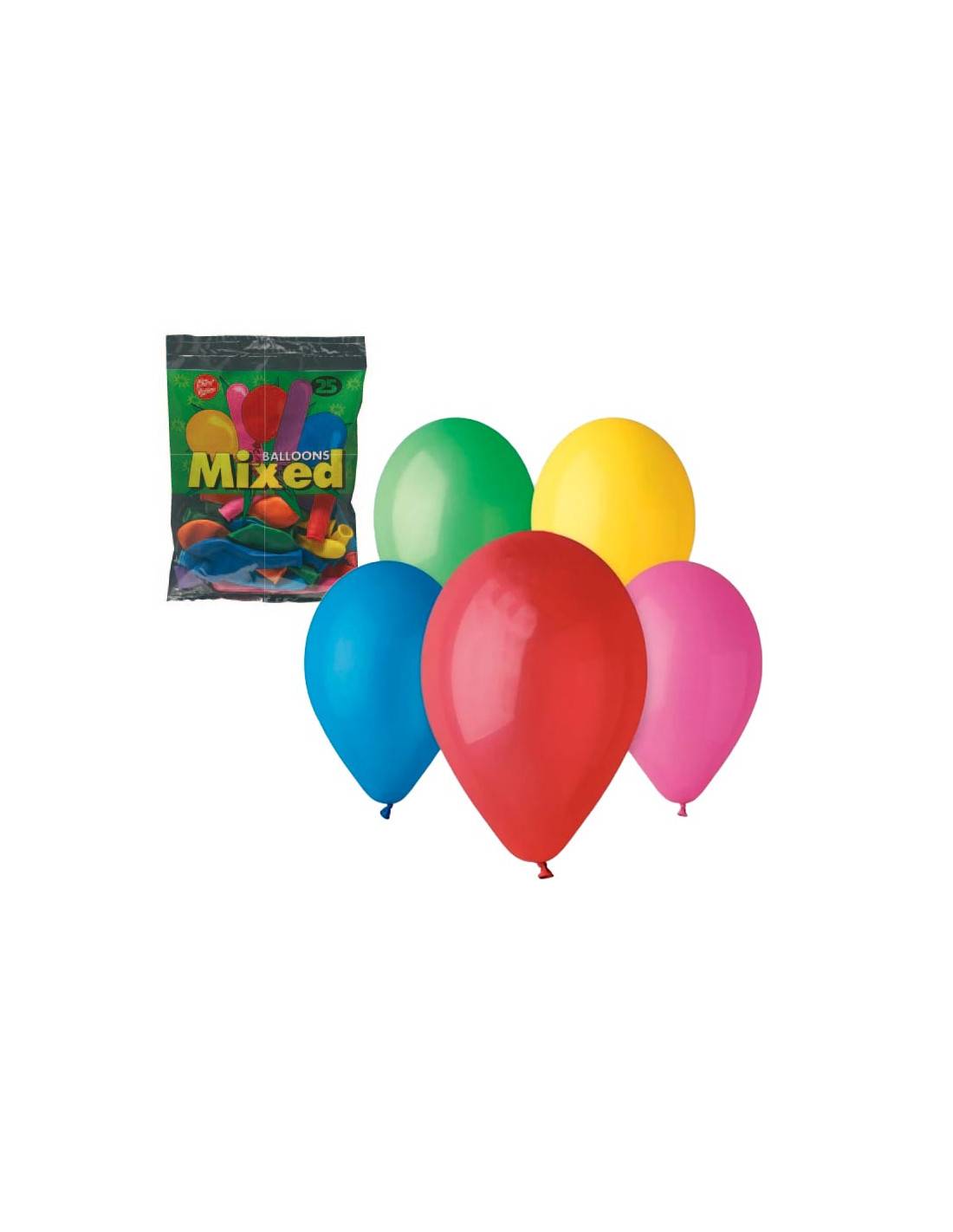 Balloner mix 7", 100 stk. (4 poser med 25 stk).