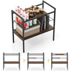 Konsolbord med hyllor, smalt konsolsidobord, 60 x 33,5 x 61 cm, rustikt brunt