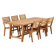 Brafab Keros matgrupp Teak 6 karmstolar & bord 220x100 cm