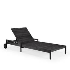 Ethnicraft - Jack Outdoor Adjustable Lounger Frame - Teak Black - Solstolar och solsängar - Jacques Deneef - Trä