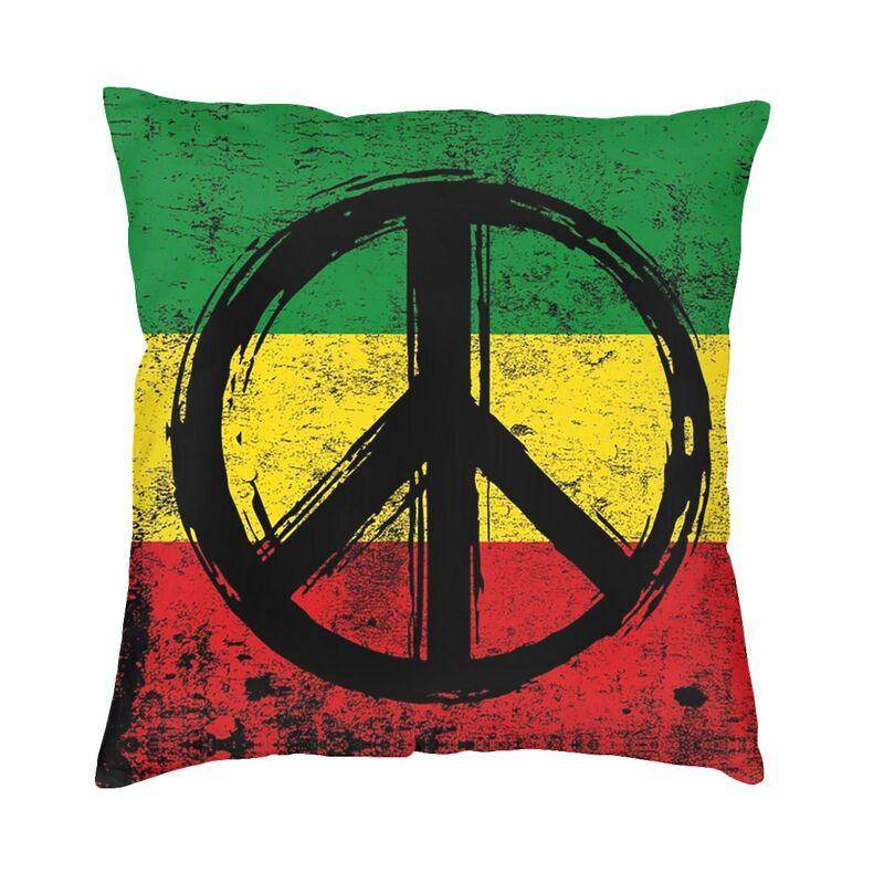 Rasta Flagga Med Fredssymbol Kuddfodral Soffdekoration Reggae Fyrkantig Kuddefodral 40x40