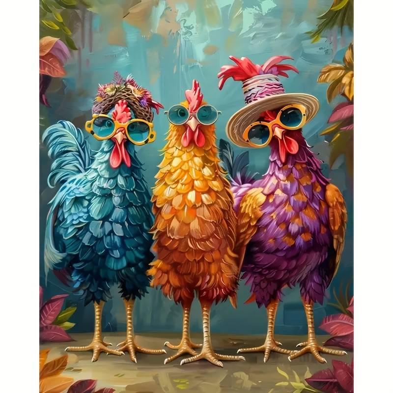 1pc Of 5d Diamond Painting For Adults, Unframed, 30x40cm / 11.8x15.8 Inches, Featuring 3 Chicks, Kit, Mosaic Art Hand-painted Suitable For Beginners And Craft Lovers, Ideal For Wall Decorations, A
