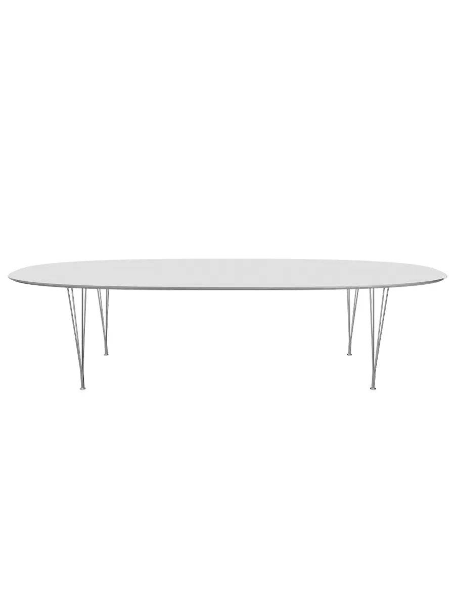 Piet Hein B617 Superellipse spisebord, 300 x 130 cm fra Fritz Hansen Hvid laminat m. alukant - Jacobsen Plus