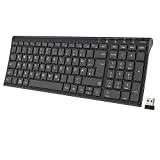 IClever 2.4 G trådlöst tangentbord, aluminium uppladdningsbart ultratunt trådlöst tangentbord, QWERTZ layout, för dator/stationär dator/PC/laptop/gränssnitt/Mac/Chrome OS och Windows 10/8/7/Vista/XP