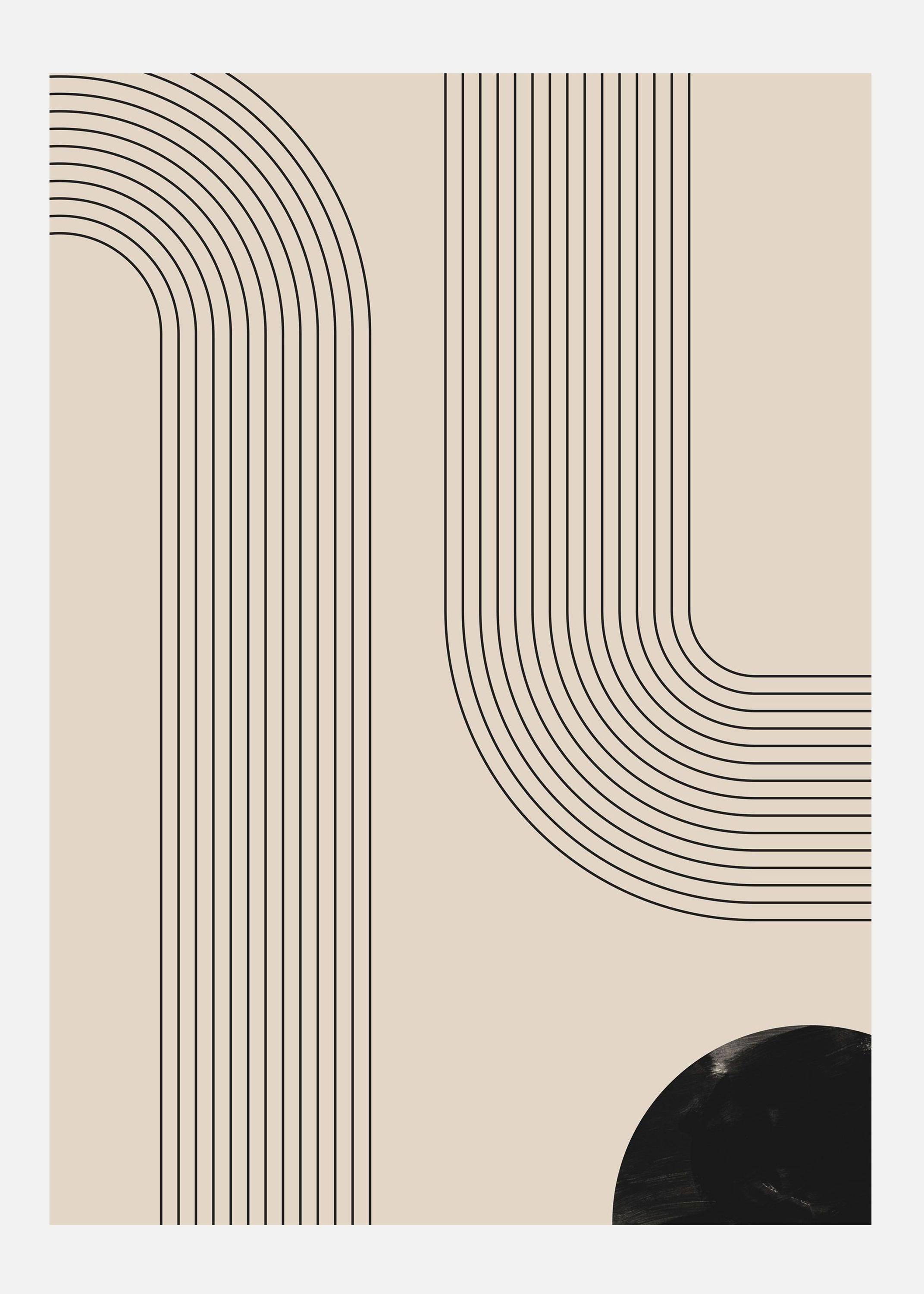 Black Minimal Line Art Canvastavla (70x100 cm)