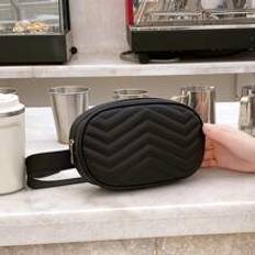 Mini Chevron Belt Bag - Black - one-size