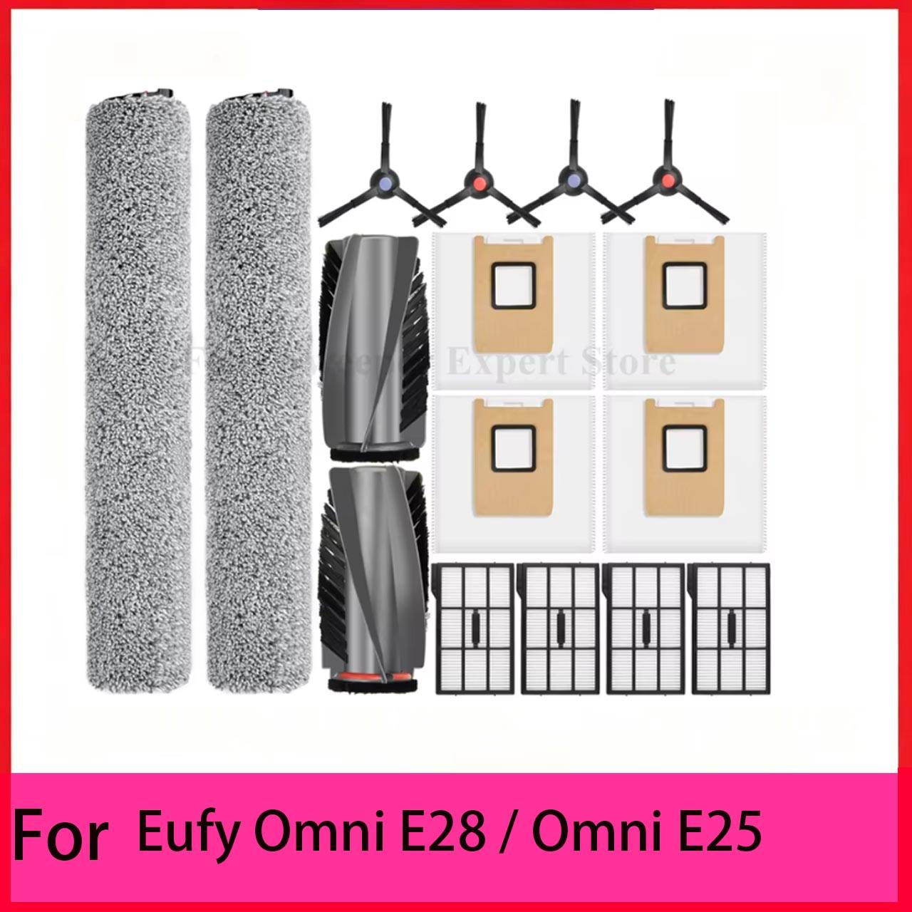 Compatible For Eufy Omni E25 / E28 Vacuum Parts Roller Mop Cloth Side Brush Filter Dust Bag Replacement Accessories
