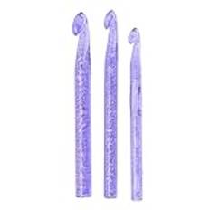 Crystal Virknål Set Virknål Set 3st 10mm 12mm 15mm Stor Storlek Virknålar för Ullsömnad Garn Vävning Hantverksverktyg