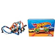 Hot Wheels Corkscrew Crash Track Set [Amazon Exclusive] & DXY59 20er Pack 1:64 Die-Cast Fahrzeuge Geschenkset, je 20 Spielzeugautos, zufällige Auswahl, ab 3 Jahren [Exklusiv bei Amazon]