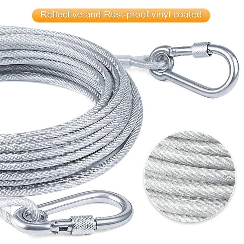 Dubbelhövdad Hund Kopplingslina Draglina med Metallspänne Ståltråd Rostskyddad Träningshalsband Utomhushundar Band gray