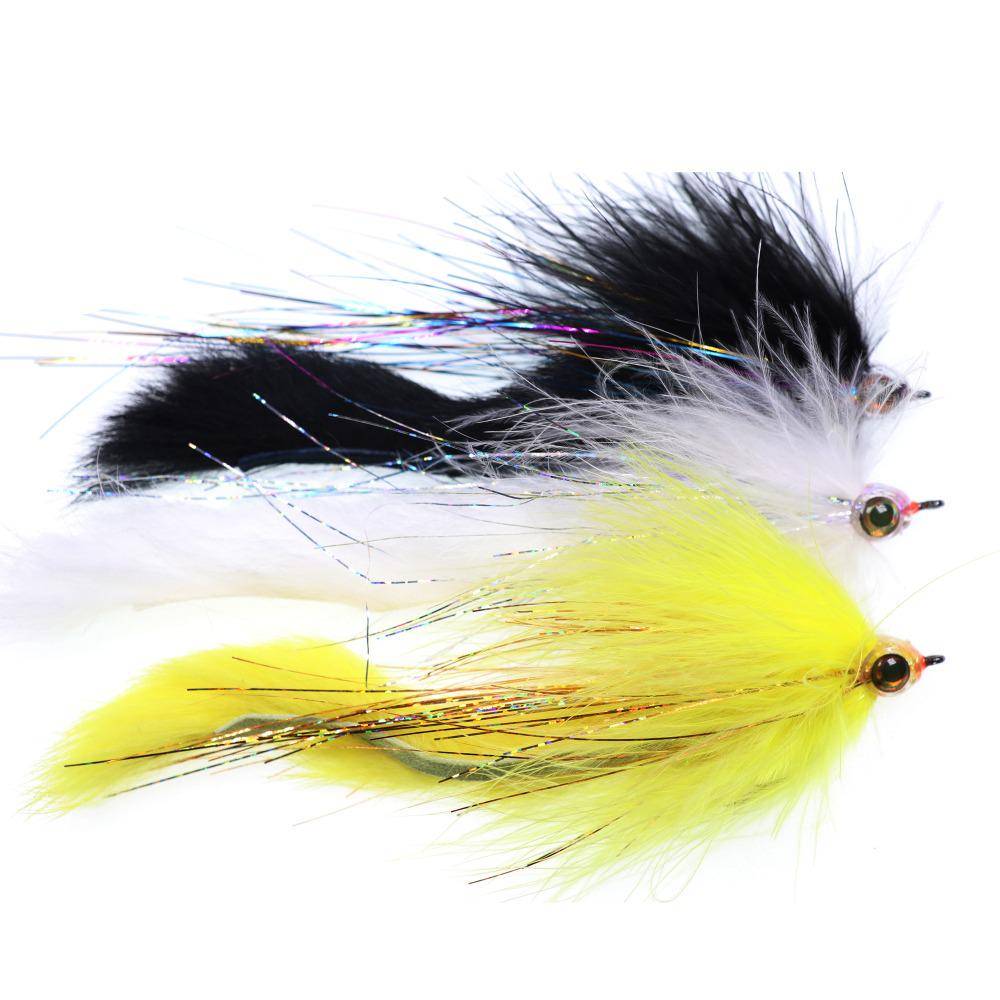 2/0 Hair Strip Tail Pike Musky Steelhead Fluga med epoxihuvud Predator Saltvattenfiske Flug Streamers Svart Vit Gul gul
