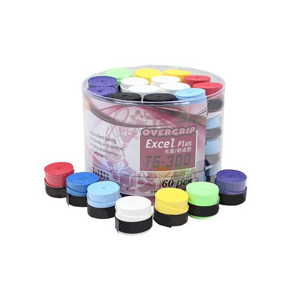 60pcs Tennis Racket Overgrip Sweat-Absorbing Soft Cushion Grip Tape for Squash Badminton Padel Racquet Handle Wraps
