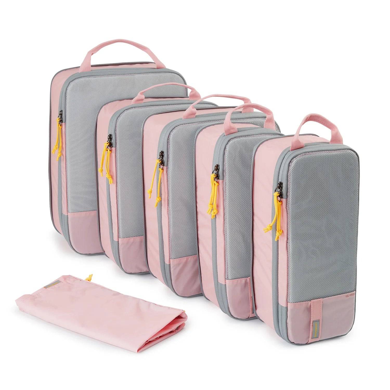 BAGSMART Compression Packing Cubes Travel Organizer Set - 6PC Pink / China Mainland